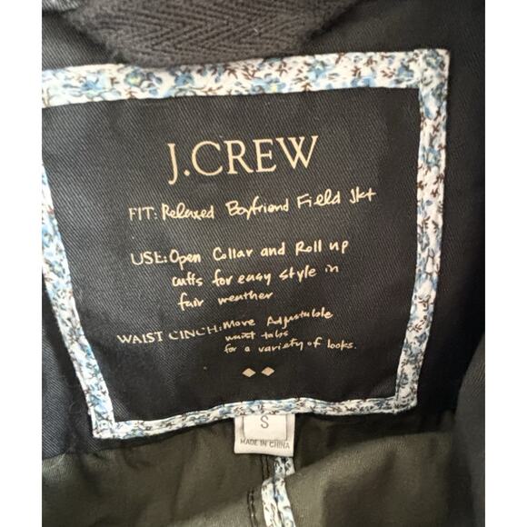 J Crew Relaxed Boyfriend Field Jacket Sz Sm Khaki Green Cinch Waist Full Zip - Picture 6 of 6